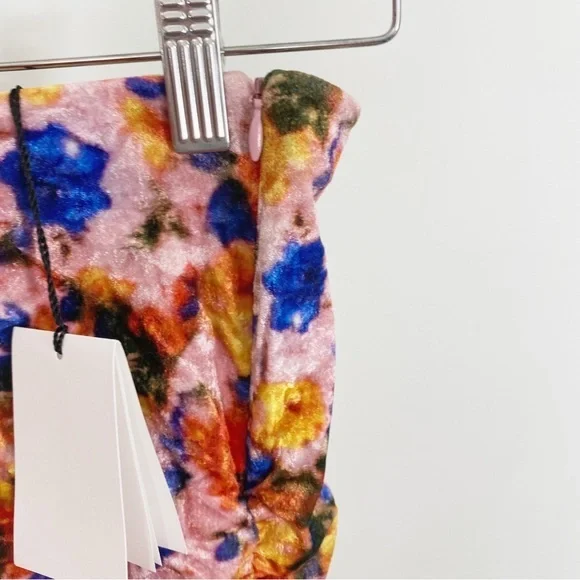 Isabel Marant NWT 40 US 8 Guilayo Floral Velvet Mini Skirt Revolve Ruched - Picture 9 of 16